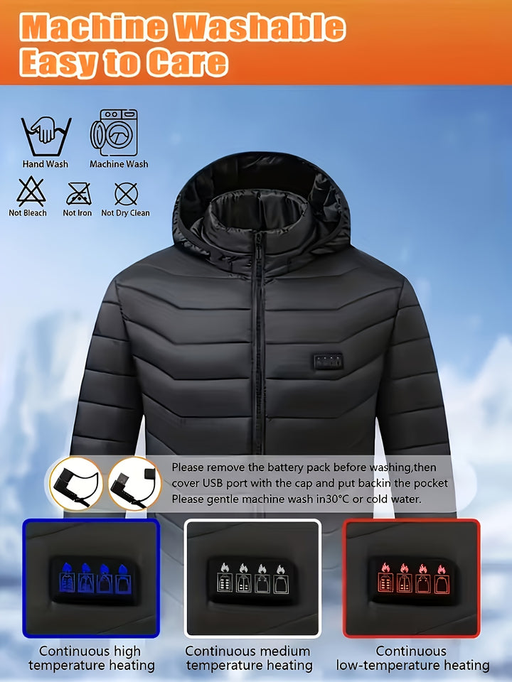 Smart Heated Jacket for Men and Women, Hooded Long Sleeve Outerwear