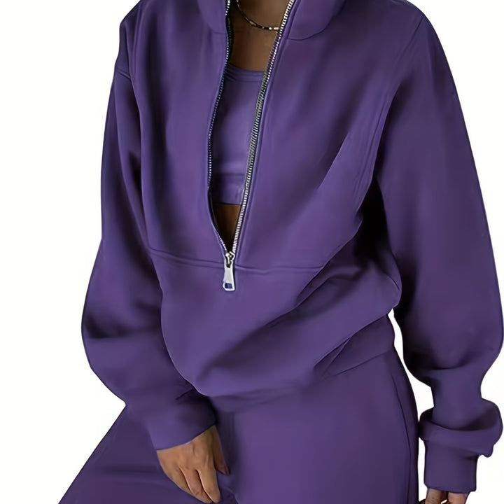 Women's Winter Sweater and Pants Set, Fleece Activewear Two-Piece