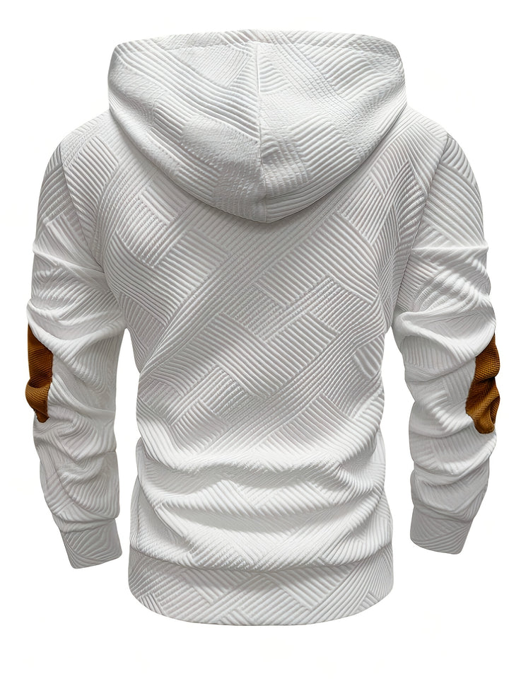 Men's Casual Hooded Sweatshirt with Color-Blocking Design