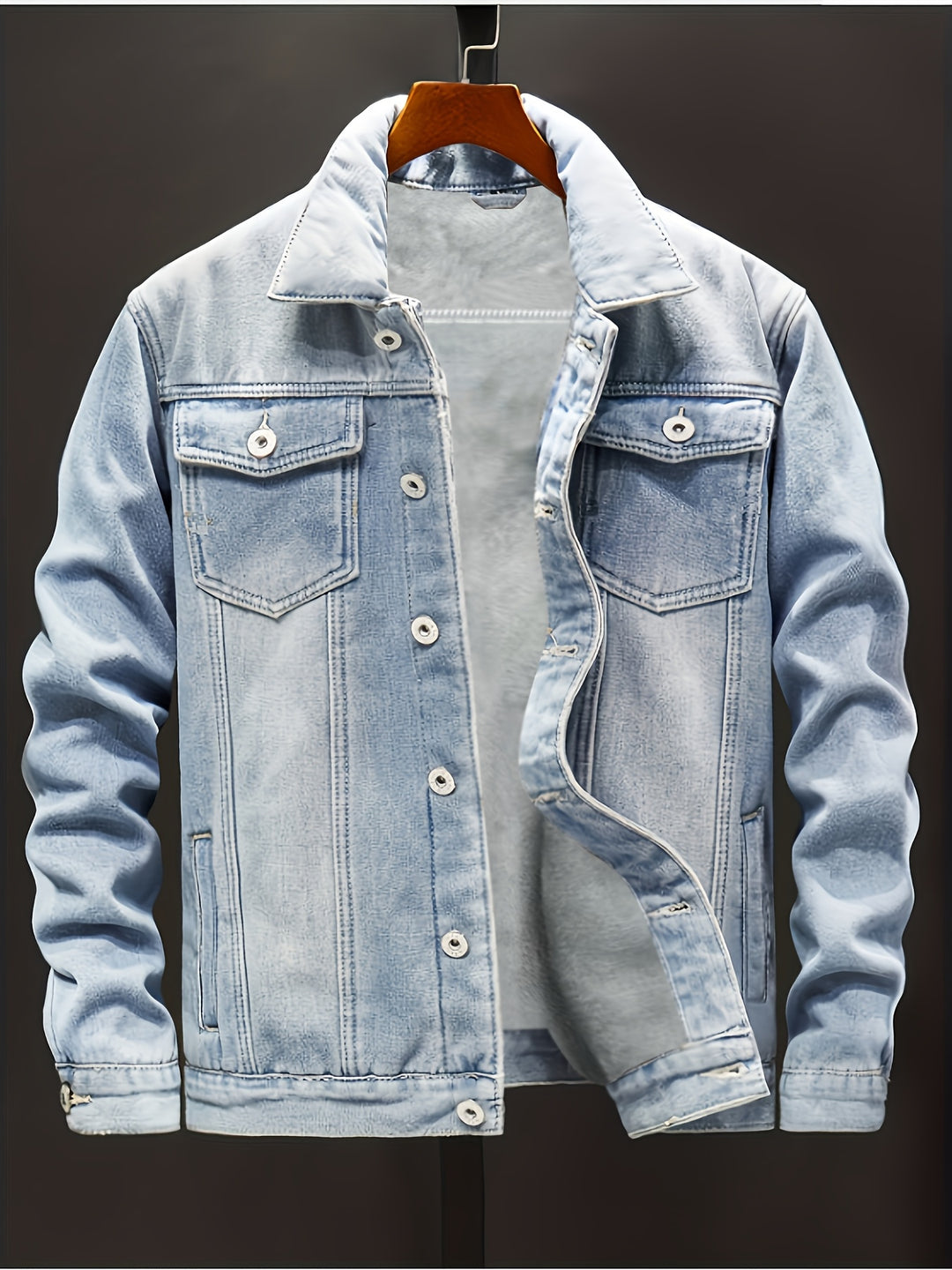 Men's Fleece-Lined Loose-Fit Denim Jacket