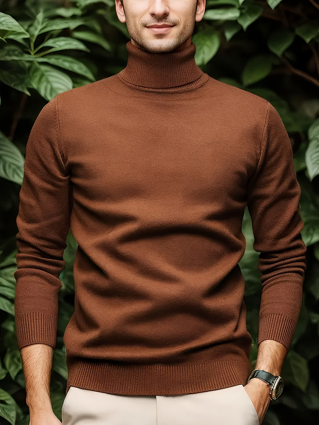 Men's Pullover Knit Sweater with Turn-Collar Autumn-Winter Style