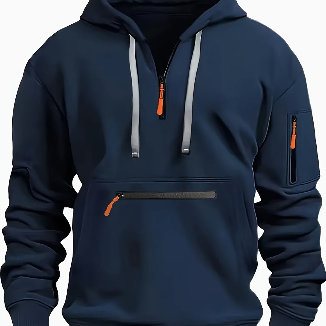 Men's Casual Zipper Hoodie with Kangaroo Pocket