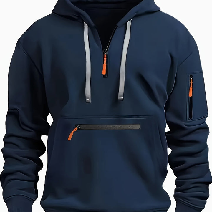 Men's Casual Zipper Hoodie with Kangaroo Pocket