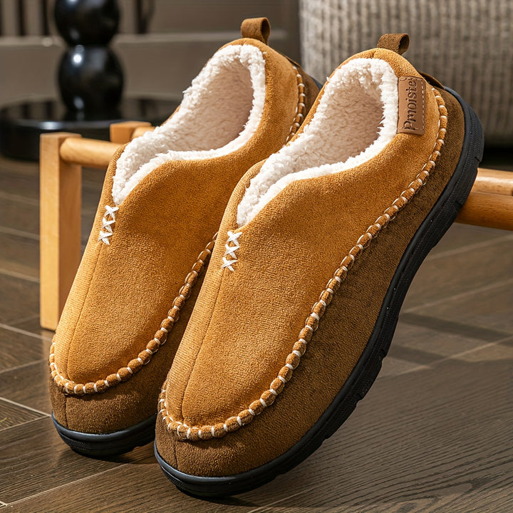 Men's Outdoor Bag and Memory Foam Indoor Slippers Soft Sole Winter