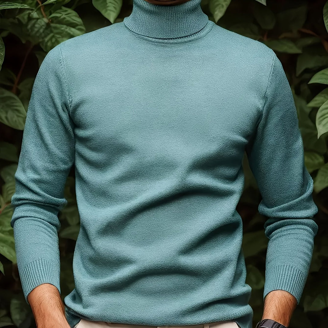 Men's Pullover Knit Sweater with Turn-Collar Autumn-Winter Style