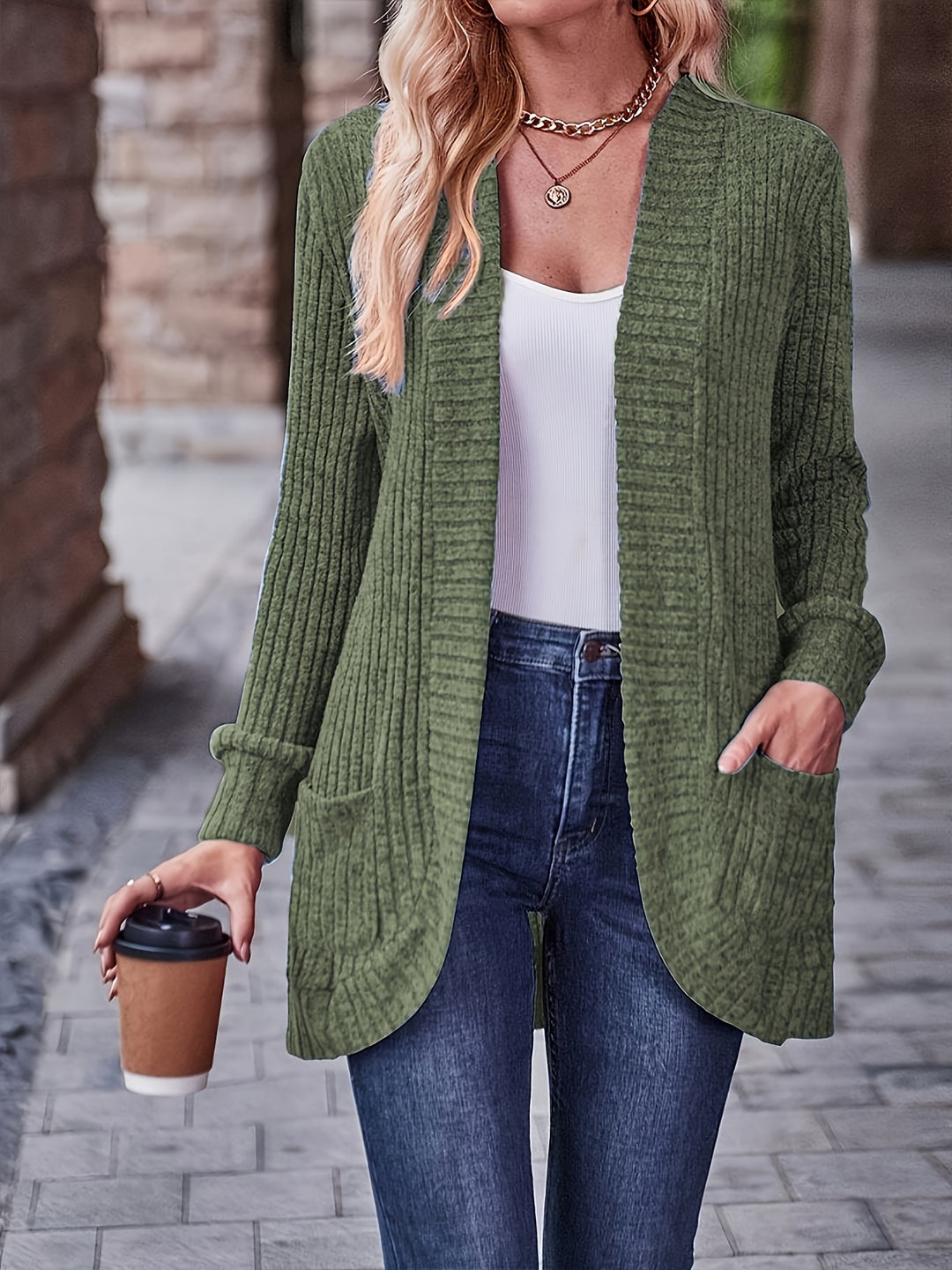 Elegant Loose Casual Long Sleeve Blouse with Pocket Splicing