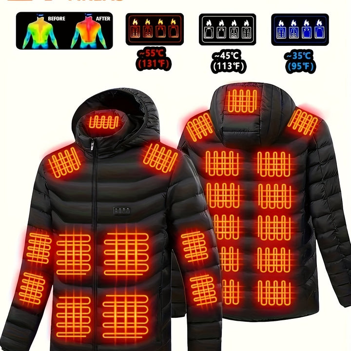 Men's Heated Coat for Couples with 24 Heating Zones Wind-Resistant