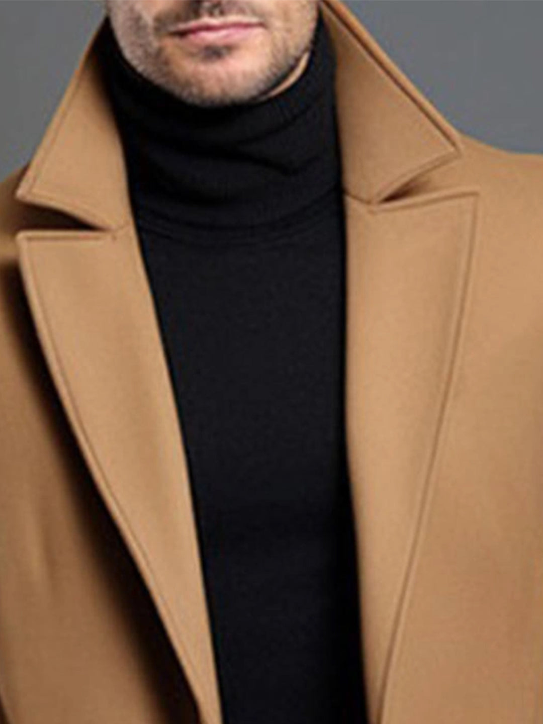 Men's British Coat Jacket Single-Breasted Button Front Collar