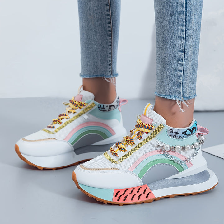 Women's Mid-Top Lace-Up Sneakers Casual Sports Shoes