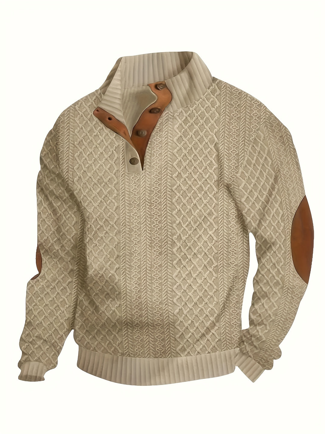 Men's Casual Button-Down Long Sleeve Shirt Henley Top