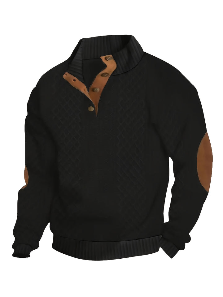 Men's Casual Button-Down Long Sleeve Shirt Henley Top