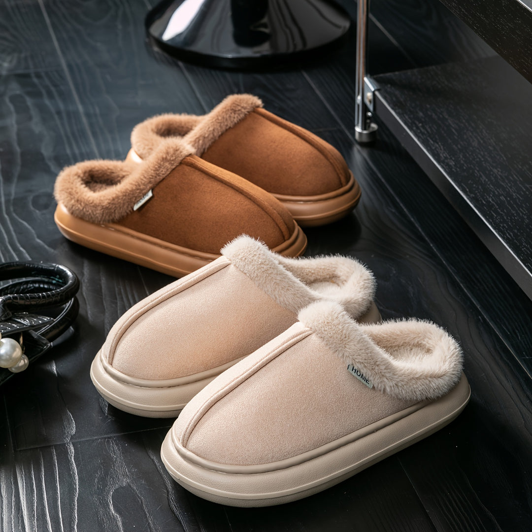 Women's Plush Slippers with Thick Lining Indoor Outdoor House Shoes