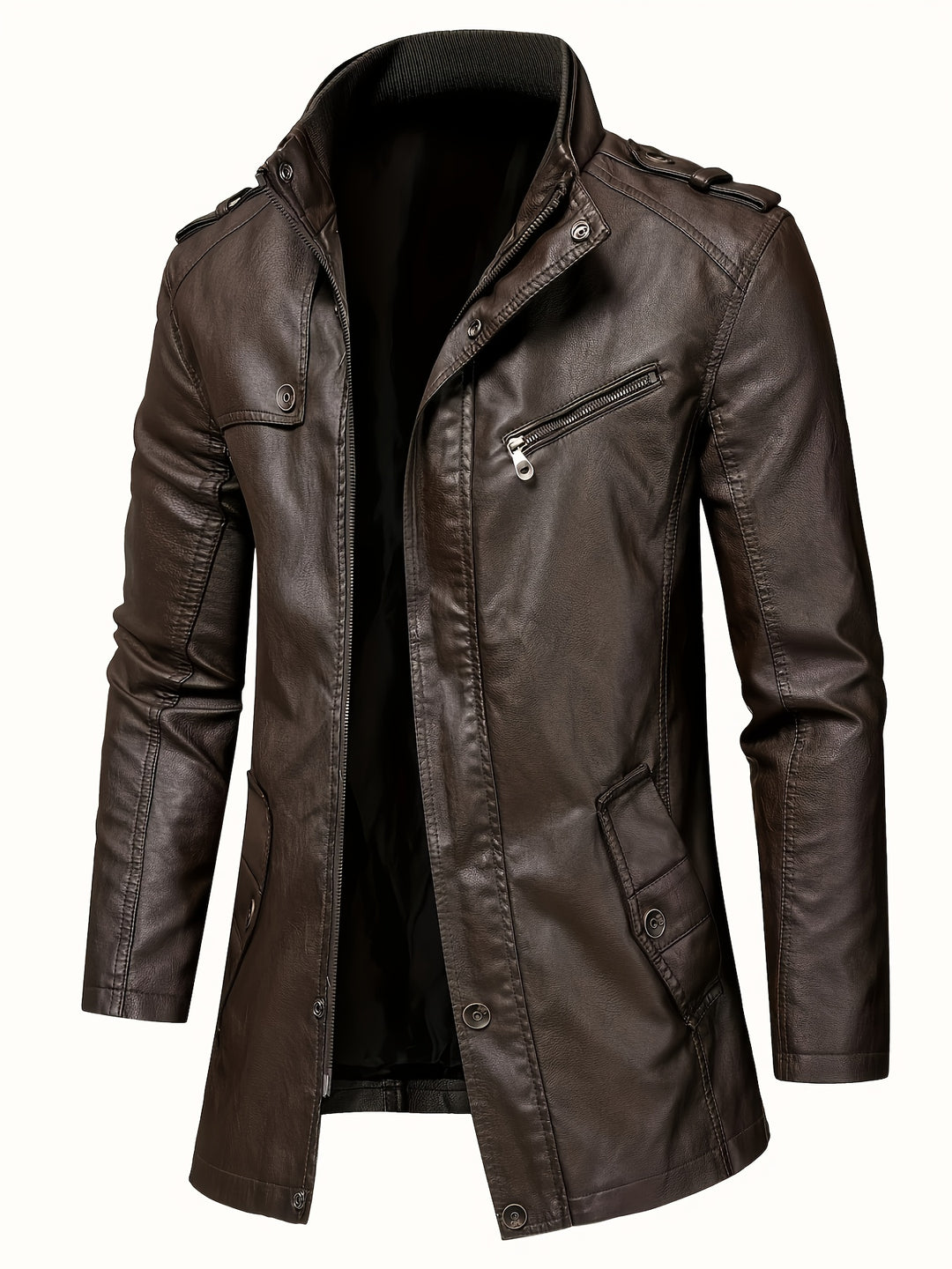 Casual Streetwear Jacket for Men with Stand-Up Collar and Pockets