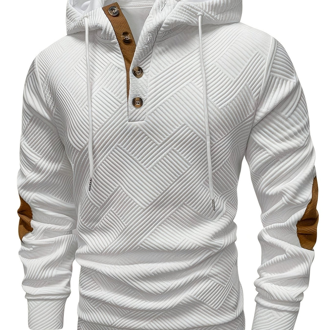 Men's Casual Hooded Sweatshirt with Color-Blocking Design