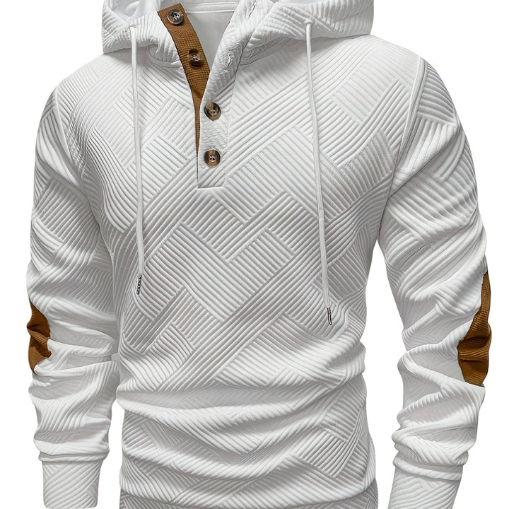 Men's Casual Hooded Sweatshirt with Color-Blocking Design