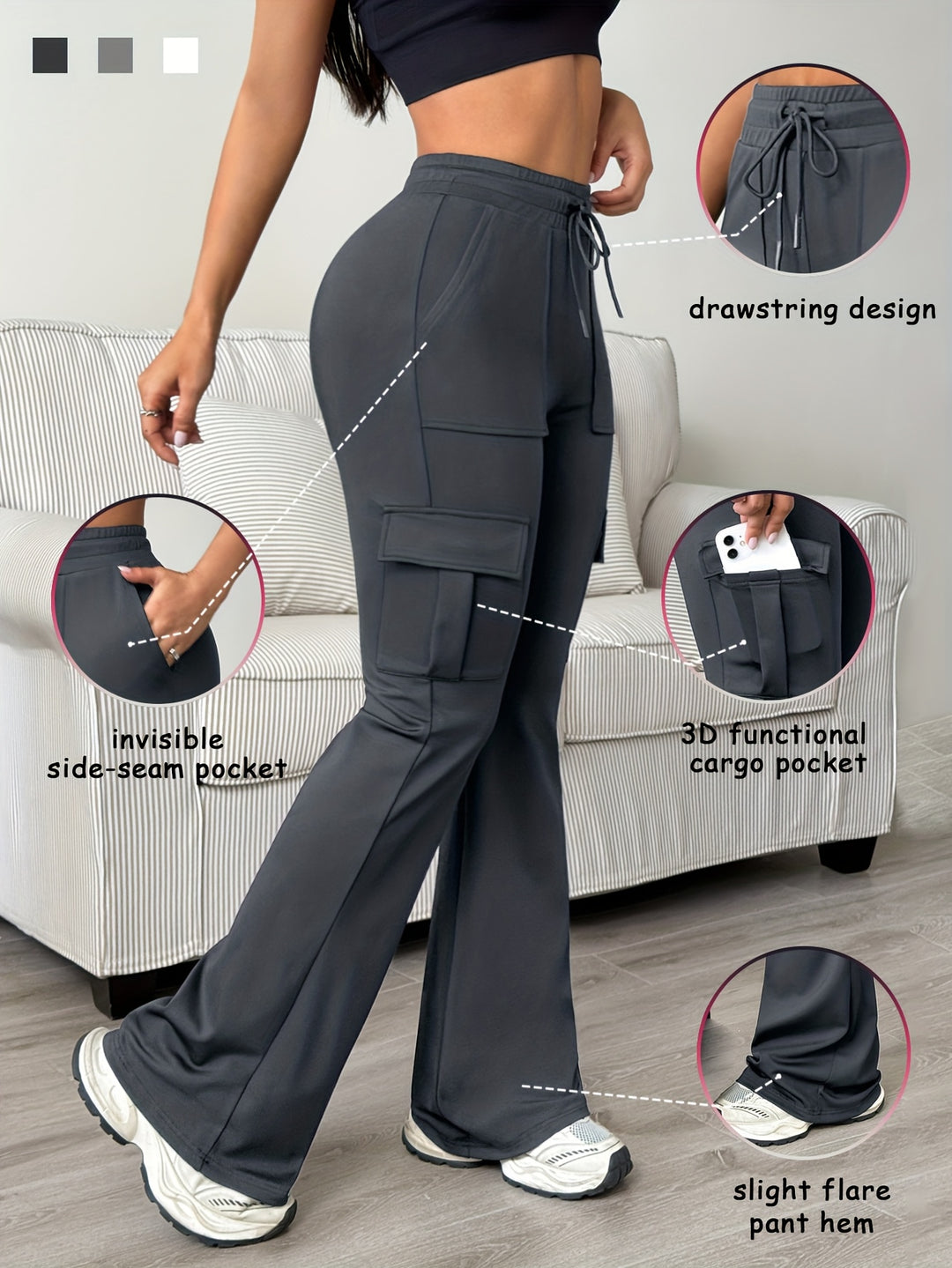 Women's Athletic Cargo Jogger Pants with Slim-Fit Ankle Design