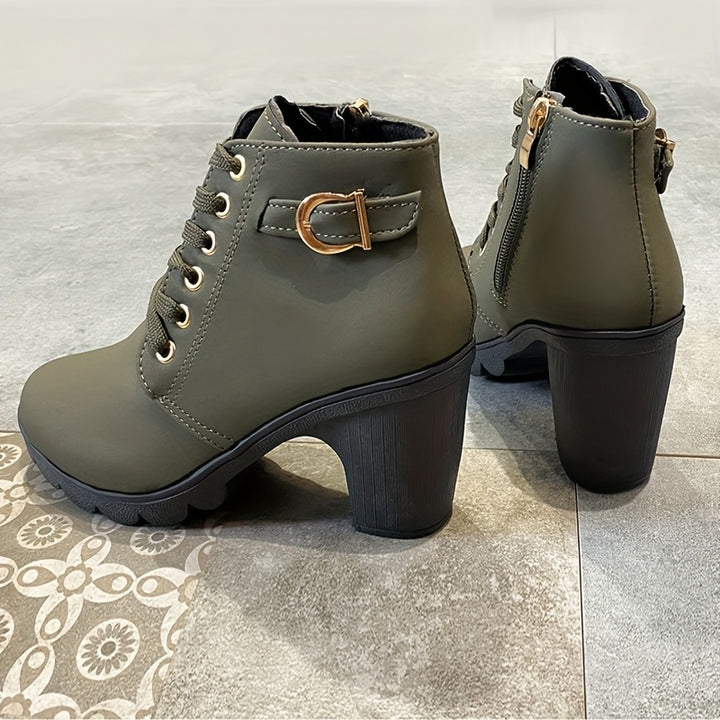 Women's Winter Ankle Boots Thick Sole High Heel Faux Fur Lined