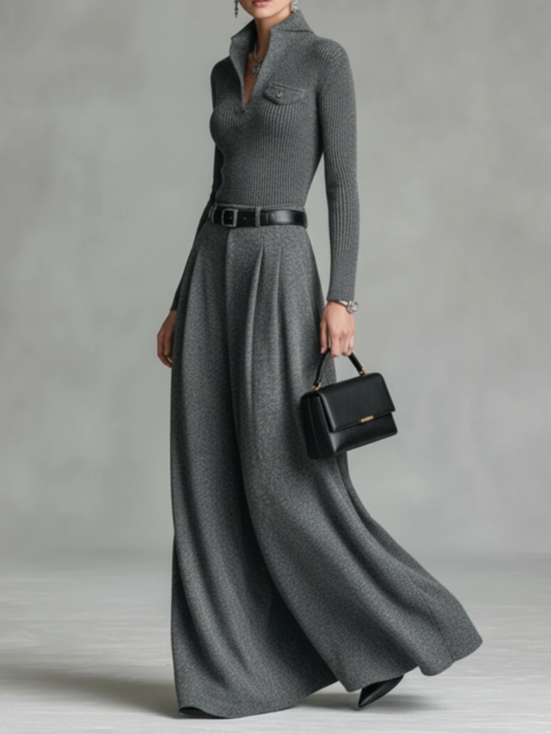 Women's Top and Wide Leg Long Skirt Fashion Outfit