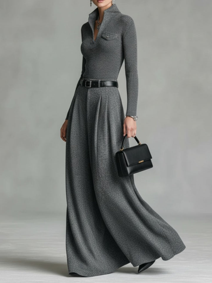 Women's Top and Wide Leg Long Skirt Fashion Outfit