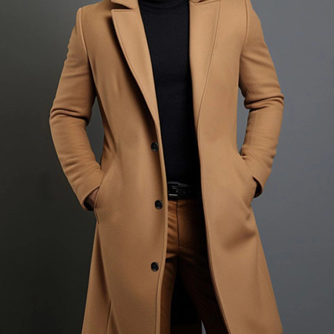 Men's British Coat Jacket Single-Breasted Button Front Collar