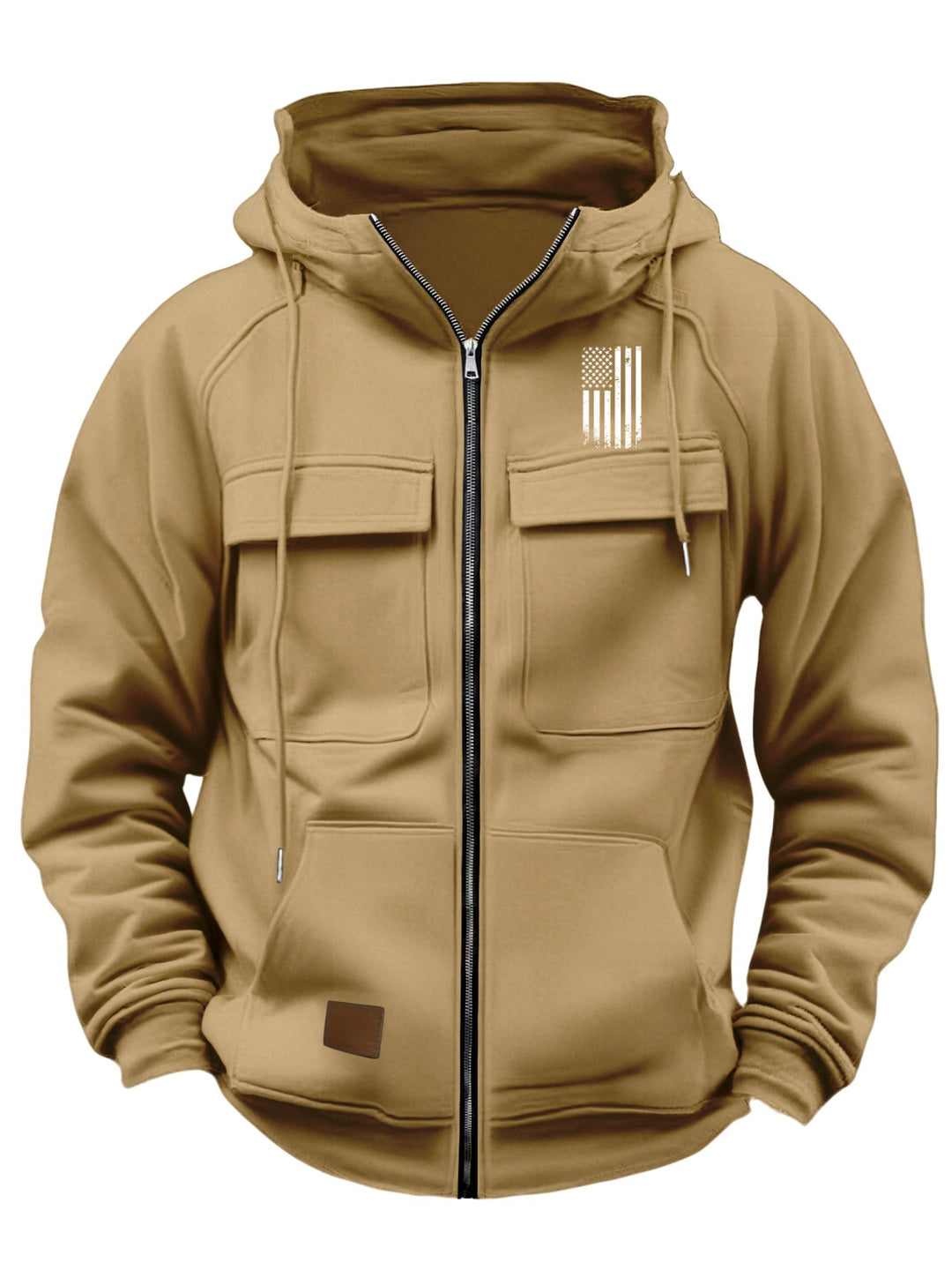 Men's Long Sleeve Zipper Pocket Hoodie Top