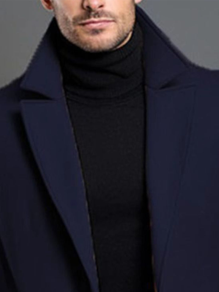 Men's British Coat Jacket Single-Breasted Button Front Collar
