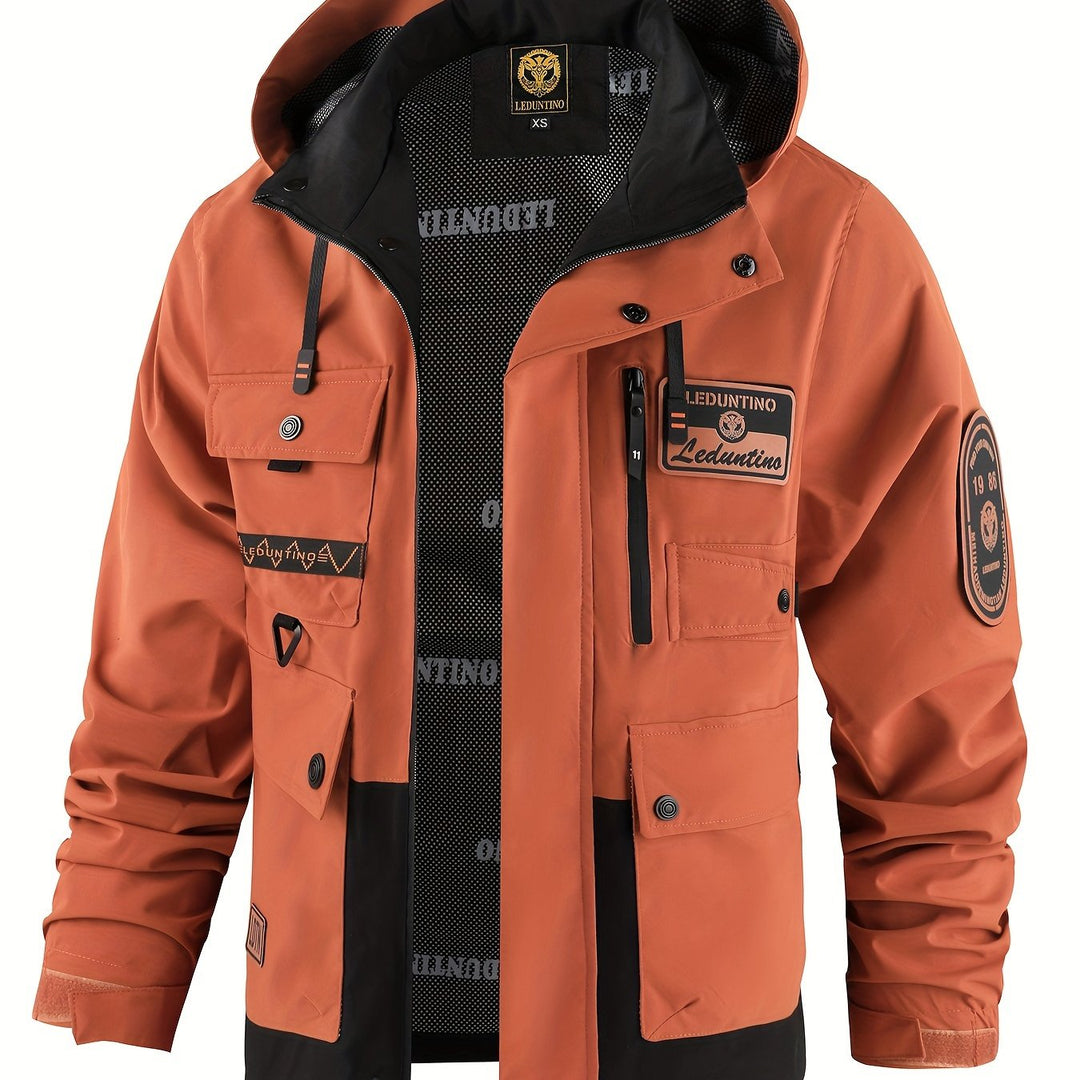 Men's Hooded Thin Jacket Outdoor Cargo Jacket Detachable Zipper Jacket