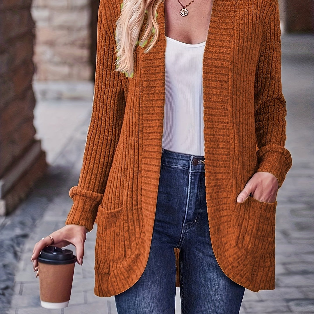 Elegant Loose Casual Long Sleeve Blouse with Pocket Splicing