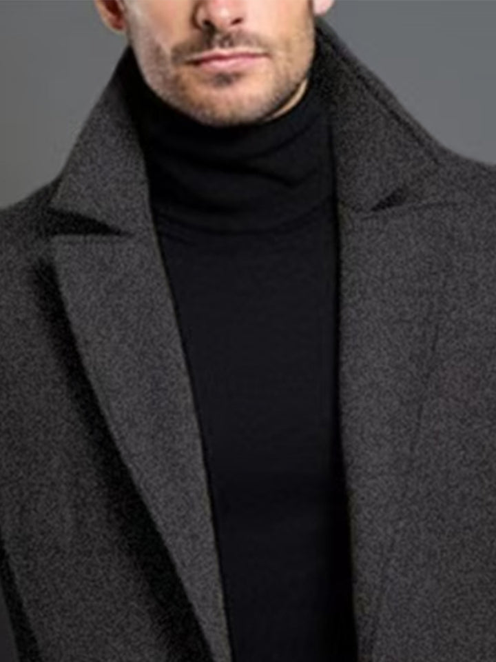 Men's British Coat Jacket Single-Breasted Button Front Collar