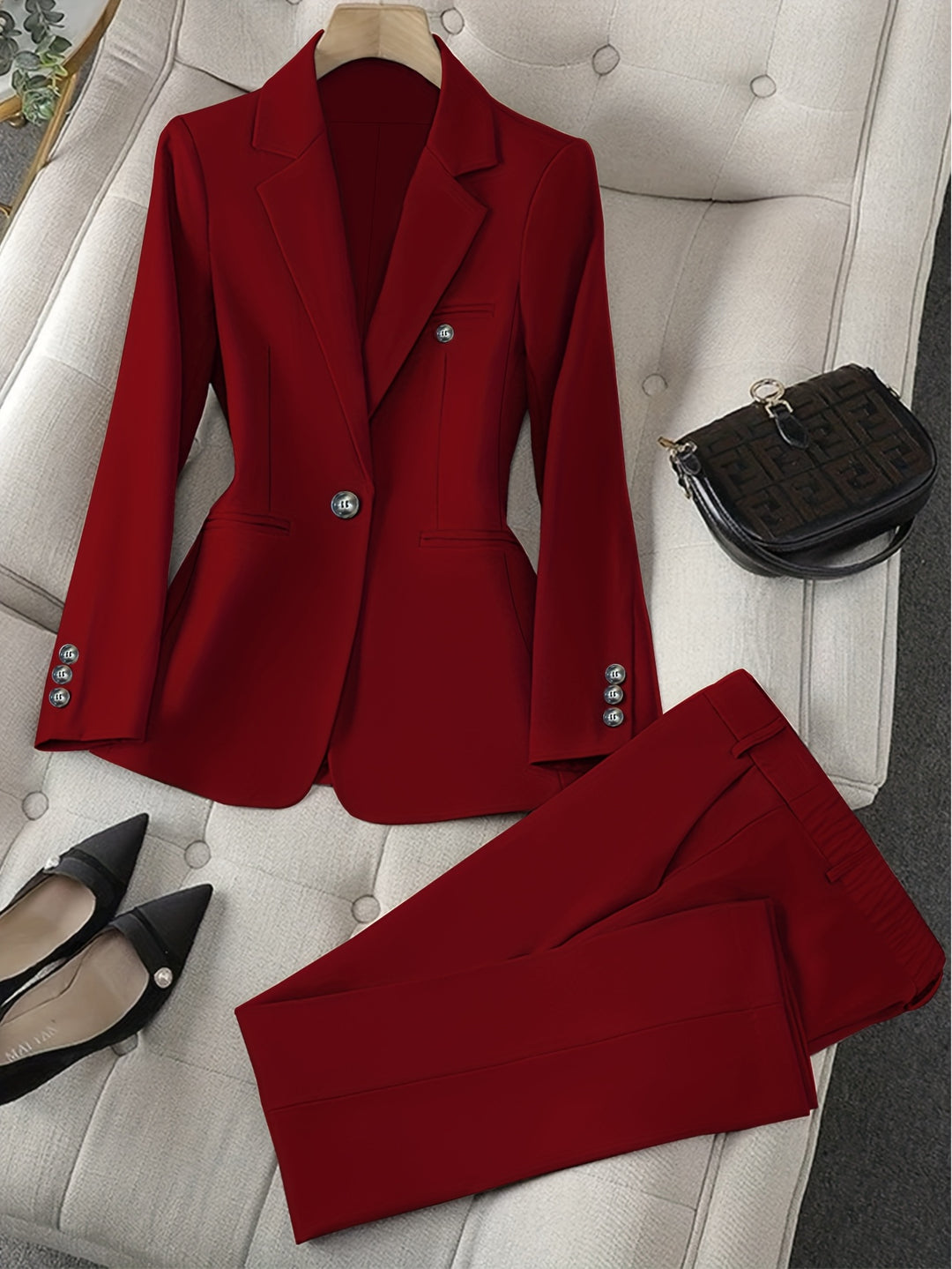 Two-Piece Suit Set with Waistcoat and Matching Pants