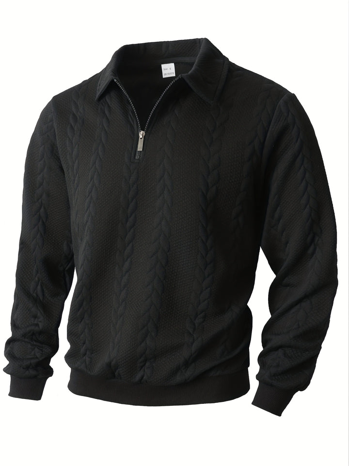 Men's Knitted Stand Collar Half-Zip Jacket Sweatshirt Outerwear