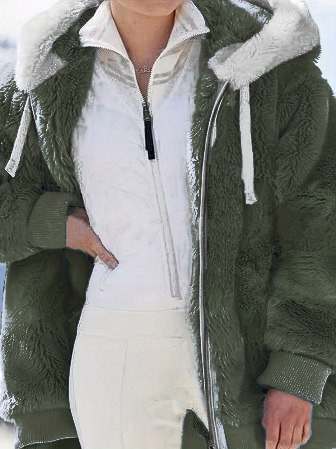 Women's Loose Sports Zipper Hooded Jacket Autumn Winter