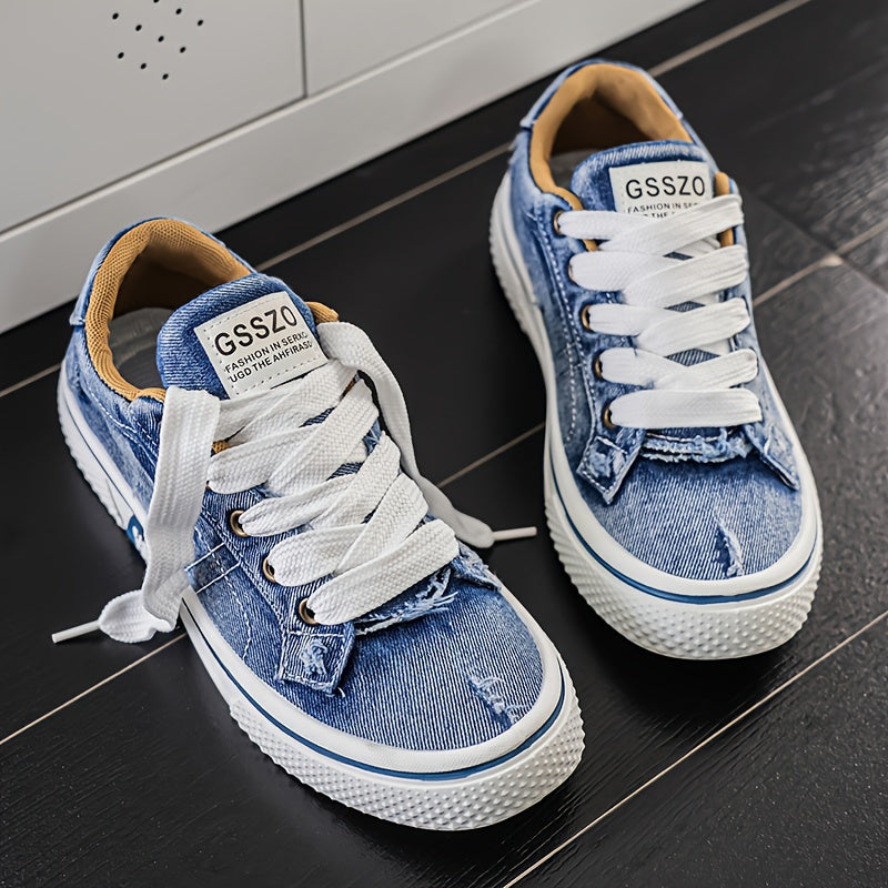 Men's Casual Sports Shoes, Trendy Canvas Low Top, Lace Closure