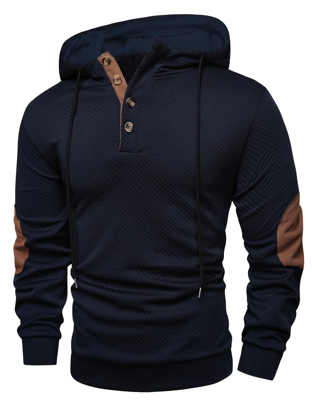 Men's Casual Hooded Sweatshirt with Color-Blocking Design
