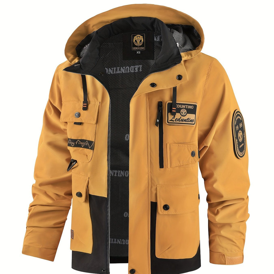 Men's Hooded Thin Jacket Outdoor Cargo Jacket Detachable Zipper Jacket
