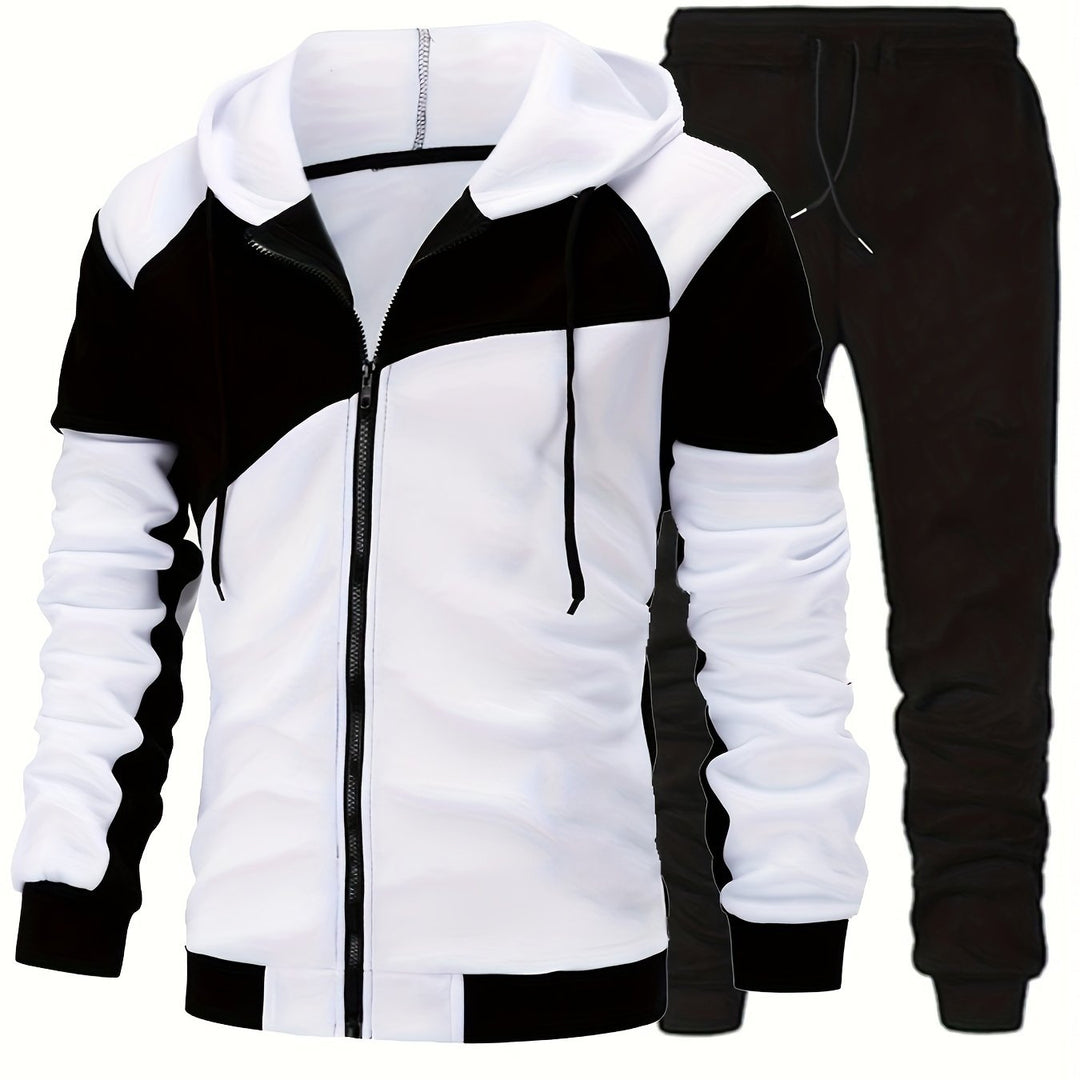 Men's Sports Set - Long Sleeve Hooded Jacket and Jogging Pants