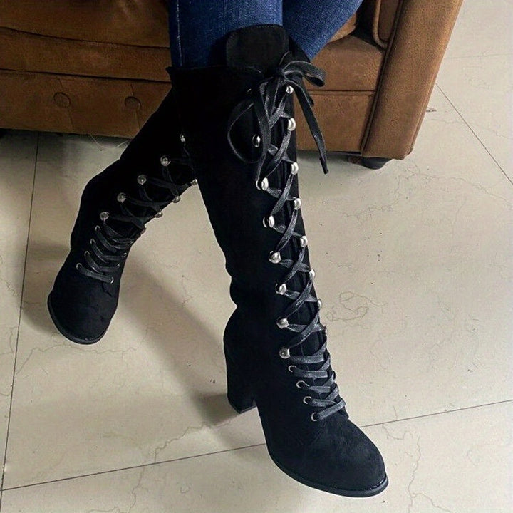 Women's Lace-up Ankle Boots with Chunky Heel Shoes
