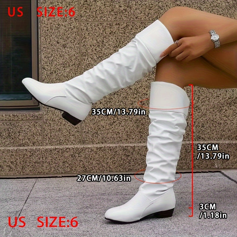 Plus-Size Women's Knee-High Pleated Fashion Boots