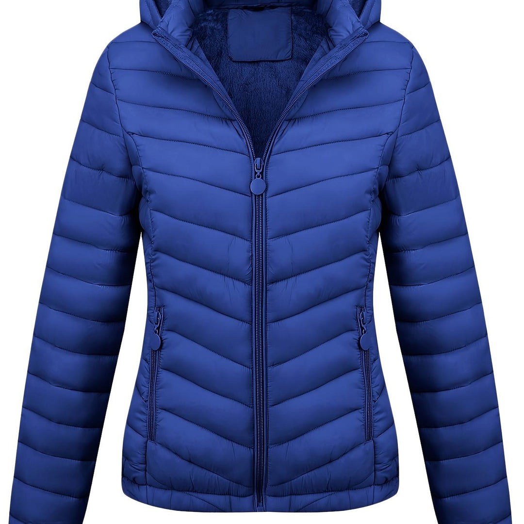 Women's Hooded Padded Coat with Pockets for Autumn Winter Fashion