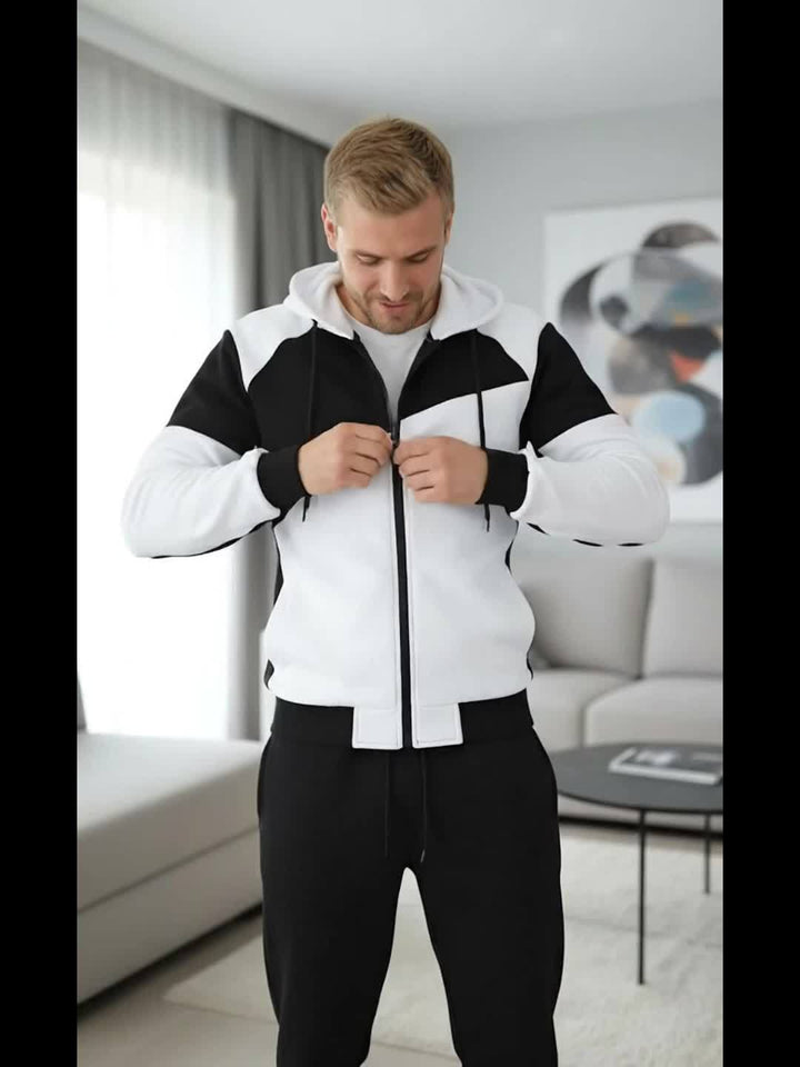Men's Sports Set - Long Sleeve Hooded Jacket and Jogging Pants