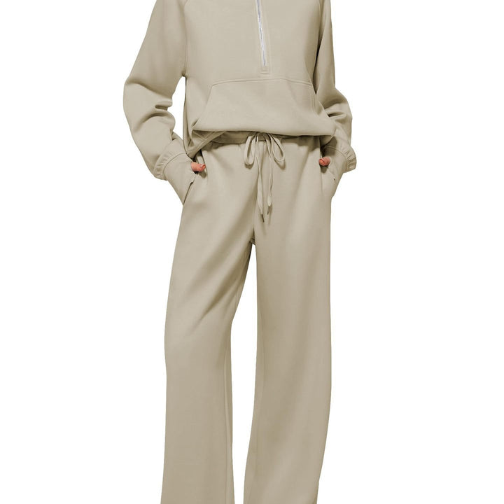 Women's Oversized Half-Zip Sweatshirt and Wide Leg Sweatpants Set