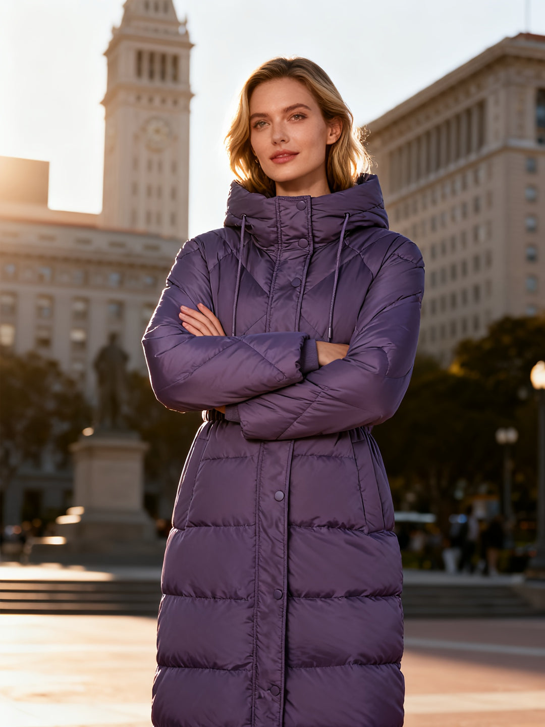 Women's Down Coat with Hood for Winter Warmth
