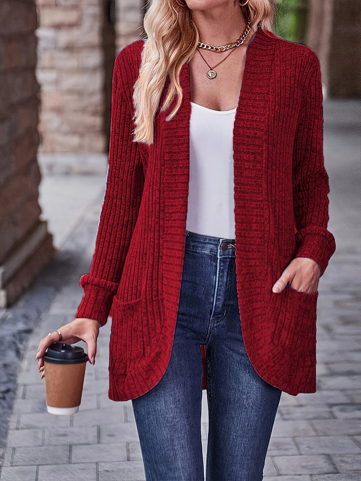 Elegant Loose Casual Long Sleeve Blouse with Pocket Splicing