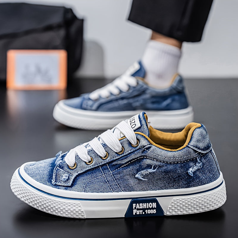 Men's Casual Sports Shoes, Trendy Canvas Low Top, Lace Closure