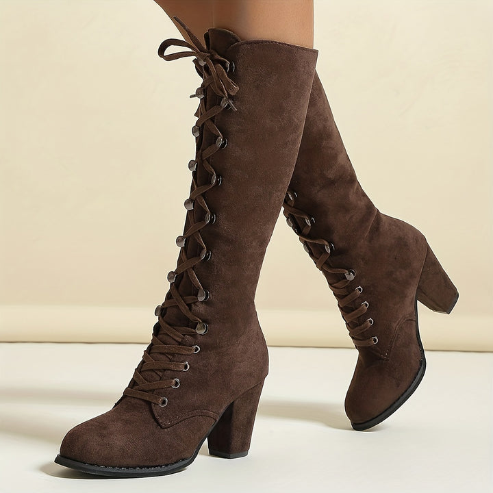 Women's Lace-up Ankle Boots with Chunky Heel Shoes