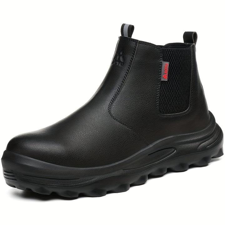 Men's Work Boots Slip-On Construction Sneakers Rubber Sole Round Toe