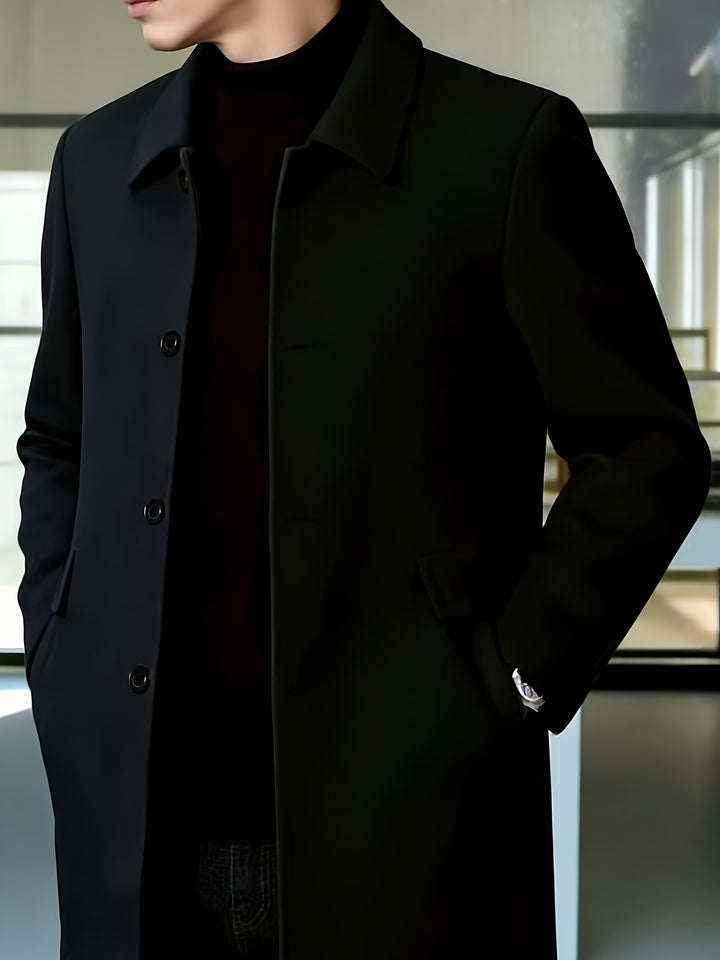 Men's Casual Classic Trench Coat with Double Side Pockets
