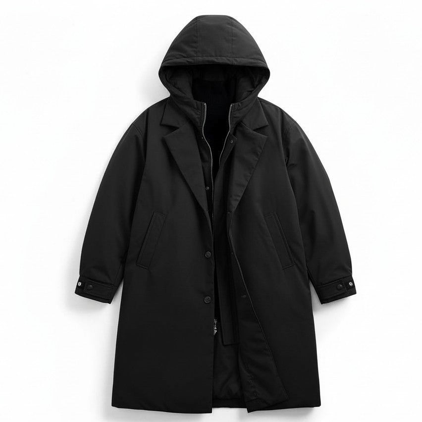 B Unique Fashions Men’s Long Puffer Trench Coat with Hood