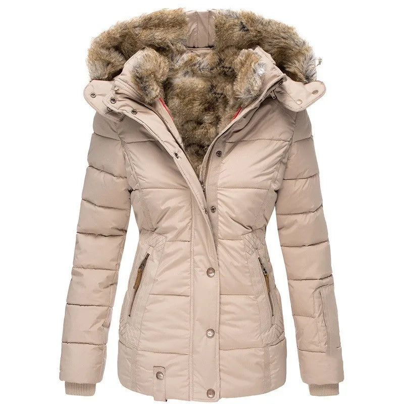 B Unique Fashions Women’s Winter Jacket with Fur-Trimmed Collar