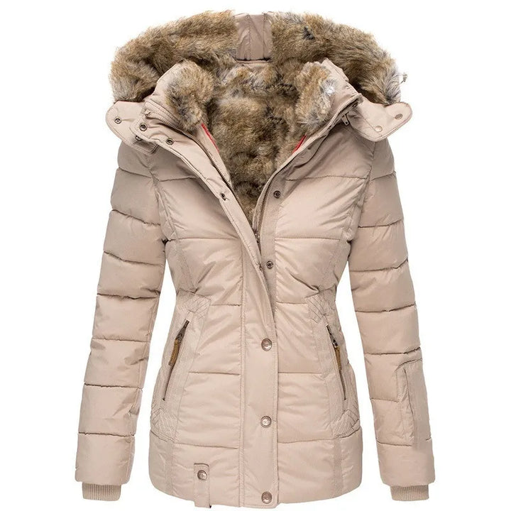 B Unique Fashions Women’s Winter Jacket with Fur-Trimmed Collar